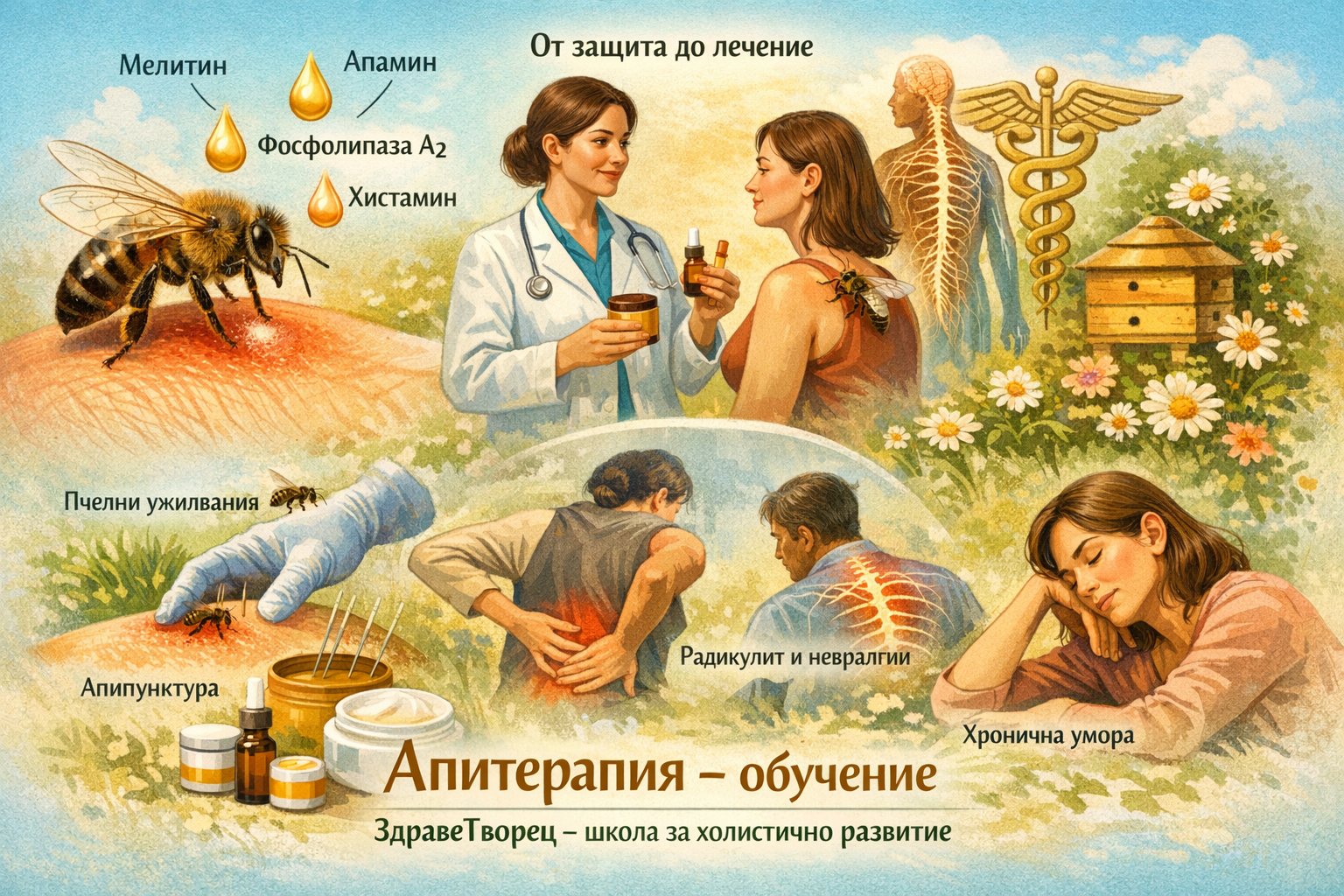 На фокус Пчелната отрова, обучения Апитерапия в ЗдравеТворец школа за холистично развитие